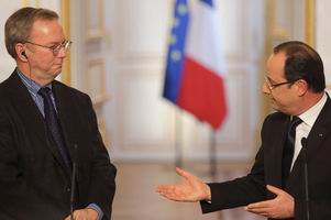 Eric Schmidt e Francois Hollande