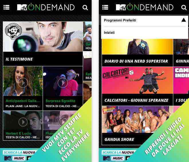 MTV On Demand app screenshot