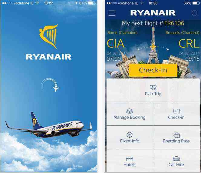 ryanair app screenshot