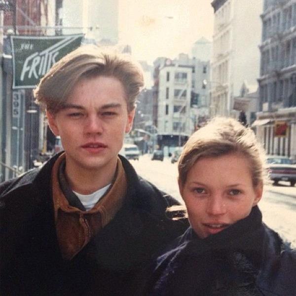 Leonardo Di Caprio and Kate Moss a fine anni Ottanta