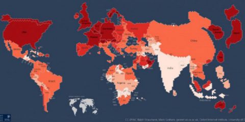 La mappa della Terra in base alla popolazione online