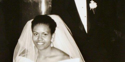 Barack e Michelle Obama il giorno del loro matrimonio il 3 ottobre 1992