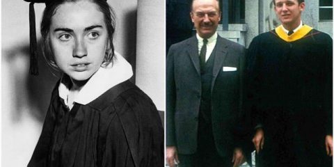 Hillary Clinton e Donald Trump il giorno della laurea, rispettivamente nel 1969 e nel 1968