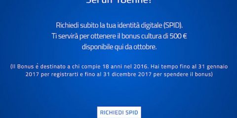 SPID: scatta oggi il bonus cultura da 500 euro per i 18enni