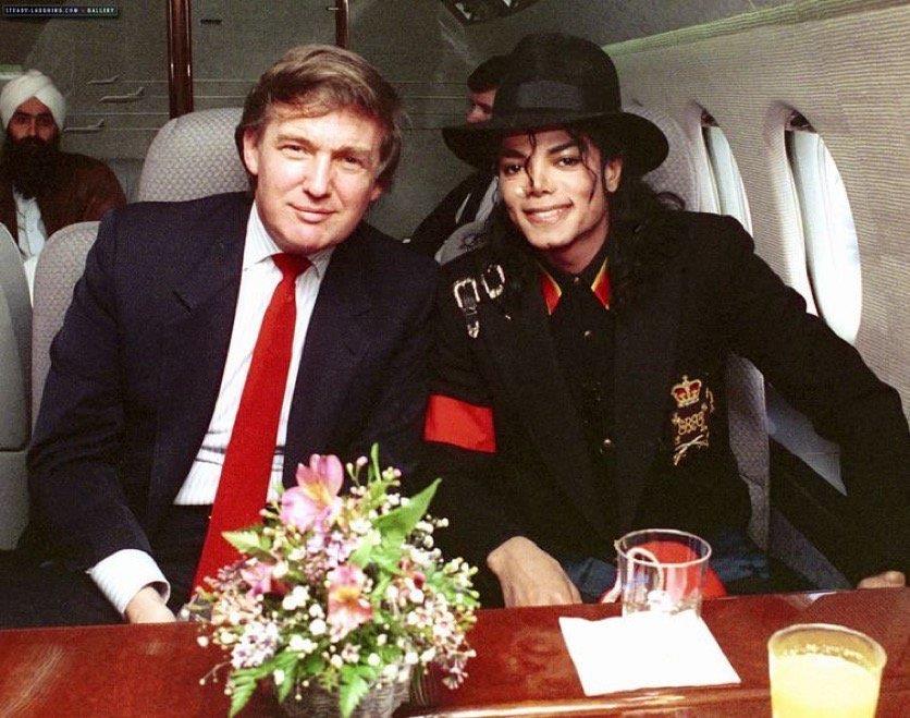 Michael Jackson and Donald Trump in a private jet, late 80s.