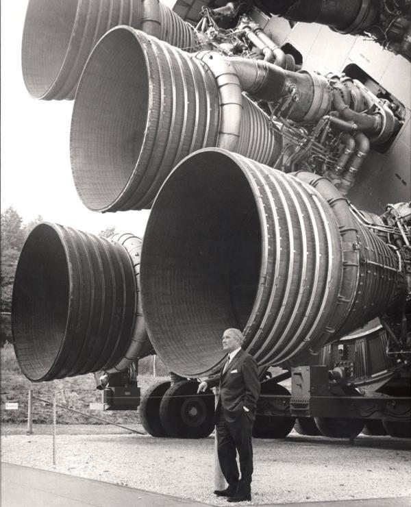 Wernher Von Braun with the Saturn 5 Rockets