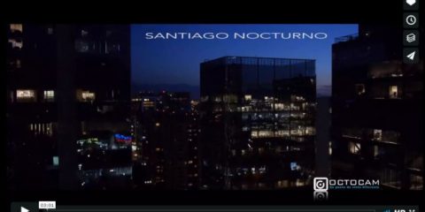 Videodroni. Santiago del Cile by night vista dal drone