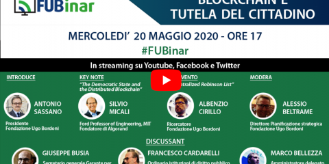 “Blockchain e tutela del cittadino”. Vedi il webinar della Fondazione Ugo Bordoni