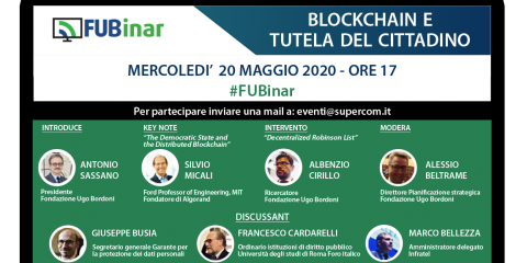 FUBinar “Blockchain e tutela del cittadino”. 20 maggio 2020