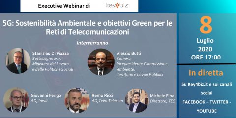 ‘5G: Sostenibilità ambientale e obiettivi Green per le reti di telecomunicazioni’. Guarda l’Executive Webinar di Key4biz