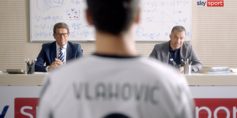 Sky Sport, il promo UEFA Champions League con i “prof” Capello e Del Piero
